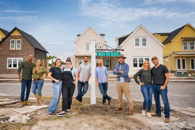 HGTV Ty Pennington (center) with duos from 'Married to Real Estate,' 'Unsellable Houses,' 'Bargain Block' and 'Fixer to Fabulous'