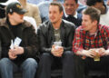 James Devaney/WireImage Leonardo DiCaprio, Josh Charles, and Ethan Hawke sit together at a New York Knicks game in 2004