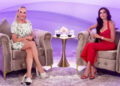 Shannon Beador and Heather Dubrow sitting together during the RHOC Season 19 Aftershow