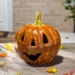 Rustic 14 Inch Terracotta Jack O Lantern Pumpkin For Halloween Decor
