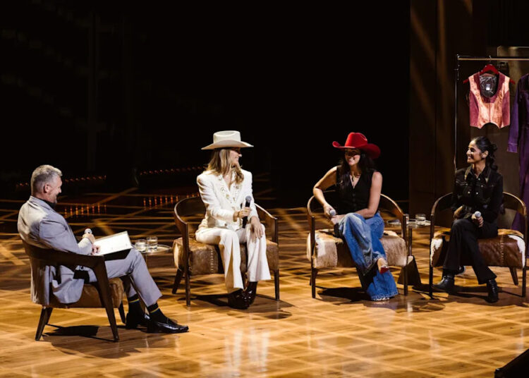 Lainey Wilson and two of her main creative collaborators — CeCe Dawson and Raina Gir — sit with Country Music Hall of Fame and Museum writer-editor Jon Freeman at the Museum's CMA Theater, September 6, 2025