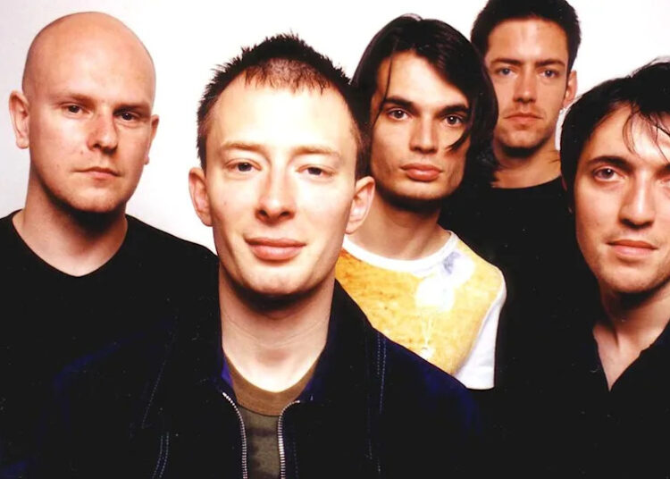 Radiohead poses for a portrait at Capitol Records, Hollywood, California on June 11, 1997.