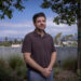 Matthew Tinker, president of David E. Kelley Productions, stands on a rooftop.