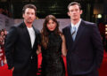 Miles Teller, Elizabeth Olsen and Callum Turner attend the premiere of Eternity during the 2025 Toronto International Film Festival at Roy Thomson Hall on September 07, 2025.