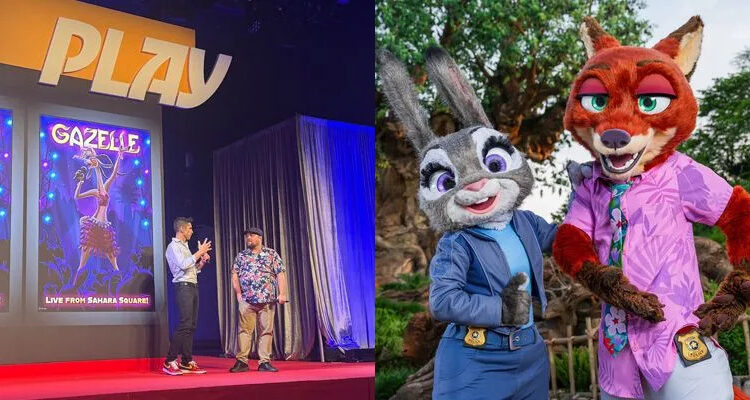 a presentation event featuring characters from a popular animated film