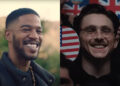 Side by side of Kid Cudi in Apple Music ‘Man on the Moon III: The Chosen’ (Zane Lowe Interview) and Timothee Chalamet in Marty Supreme, both are smiling.