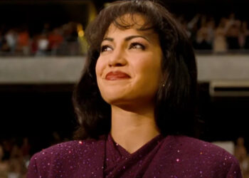 Selena at the Astrodome smiling proudly.