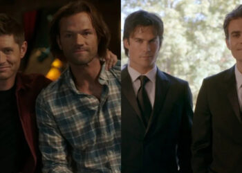 Sam and Dean in Supernatural/Damon and Stefan in The Vampire Diaries.