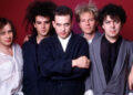 Guitarist Porl Thompson, bass player Simon Gallup, musician, songwriter and lead singer Robert Smith, drummer Boris Williams and keyboard player Laurence 'Lol' Tolhurst, all members of the English rock band The Cure.