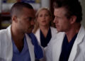 Jesse Williams as Jackson Avery talks to Eric Dane as Mark Sloan on a Season 8 episode of Grey's Anatomy.