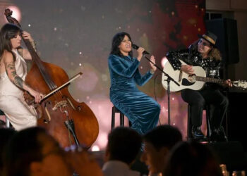 Tyler Da Silva / Shutterstock Anna Ruddick, Fefe Dobson, and Dan Kanter perform at the 2025 Artists for Peace and Justice Gala