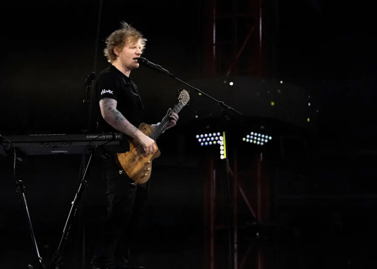 Ed Sheeran performs at Nissan Stadium in Nashville, Tenn., for his Mathematics tour performing music from all of his albums including his latest album, Subtract, Saturday, July 22, 2023.