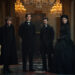 Fionn O’Shea, Louis Partridge, Anthony Boyle and Emily Fairn stand together, looking toward the camera, in a scene from House of Guinness.