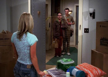 Leonard and Sheldon first meeting Penny in The Big Bang Theory pilot