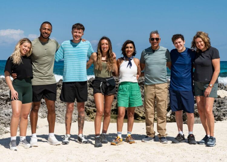 celebrity race across the world, molly rainford and tyler west, roman kemp and sister harleymoon, anita rani and dad bal and dylan llewellyn and mum jackie