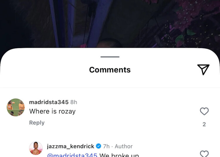 Screenshot of Instagram comments discussing a breakup, with supportive replies.