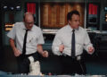 Gary and Steve doing a little dance at the facility in The Cabin in the Woods