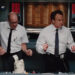 Gary and Steve doing a little dance at the facility in The Cabin in the Woods