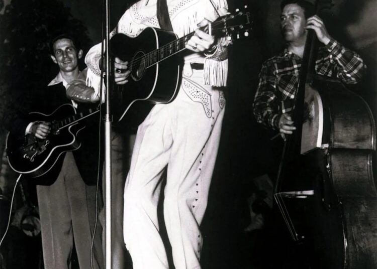 Hank Williams is shown performing in Nashville at the Grand Ole Opry, circa 1950.