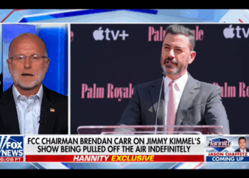 Screenshot of Fox News segment discussing Jimmy Kimmel's show being pulled off the air.