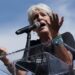 Joan Baez, seen here protesting Brett Kavanaugh's nomination to the U.S. Supreme Court in 2018.