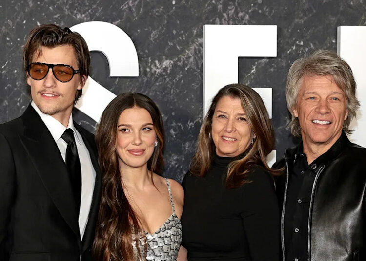 Jake Bongiovi, Millie Bobby Brown, Dorothea Hurley, and Jon Bon Jovi