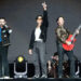 Nick Jonas, left, Joe Jonas, and Kevin Jonas of The Jonas Brothers perform during Festival d'ete de Quebec on Saturday, July 6, 2024, in Quebec City. (Photo by Amy Harris/Invision/AP)