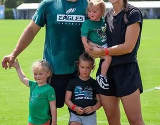 Kylie Kelce/Instagram Jason and Kylie Kelce, with their three oldest children.