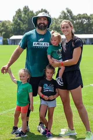 Kylie Kelce/Instagram Jason and Kylie Kelce, with their three oldest children.