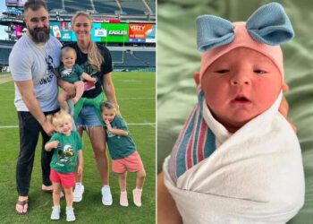 Kylie Kelce/Instagram Kylie and Jason Kelce with their children