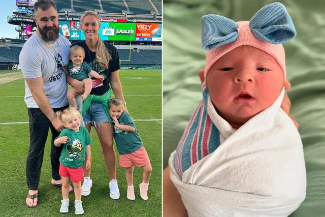 Kylie Kelce/Instagram Kylie and Jason Kelce with their children