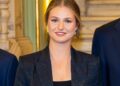 Princess Leonor wearing a suit and hair up