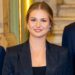 Princess Leonor wearing a suit and hair up