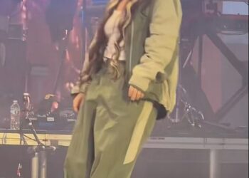 Lola Young collapsed and was 'carried off stage' by medical staff at the All Things Go Music Festival in New York on Saturday (pictured)