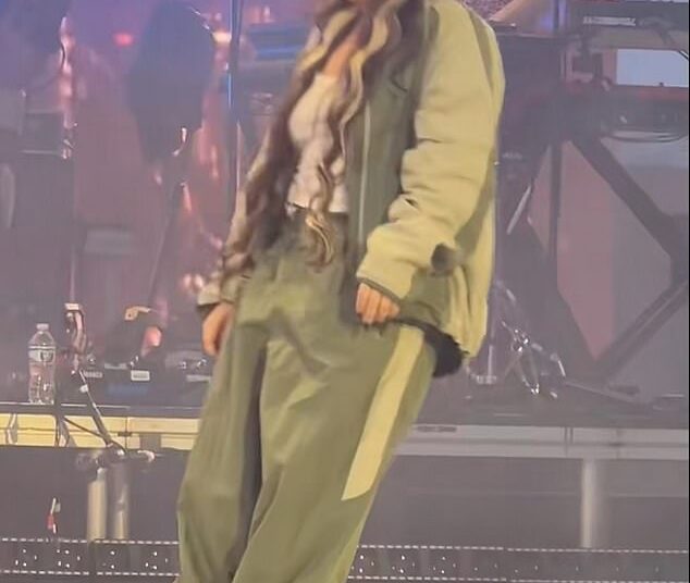 Lola Young collapsed and was 'carried off stage' by medical staff at the All Things Go Music Festival in New York on Saturday (pictured)