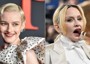 Julia Garner, left, confirmed she will play Madonna, right, in an upcoming biopic.