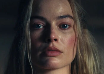Margot Robbie spacing out in Wuthering Heights.