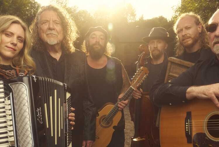Robert Plant (second left) with his bandmates Suzi Dian, Matt Worley, Barney Morse-Brown, Oli Jefferson and Tony Kelsey.