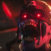 Zombie Captain America's eyes glowing red as he howls with undead hunger.