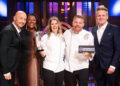 Kelly Gardner/FOX Joe Bastianich, Judge Tiffany Derry, Winners Jessica and Jesse on 'MasterChef: Dynamic Duos.'