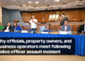 Mayor Javier Villalobos addresses stakeholders at City Hall, emphasizing collaboration and safety in revitalizing McAllen’s entertainment district. By Roberto Hugo González