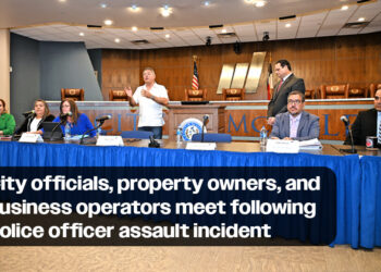 Mayor Javier Villalobos addresses stakeholders at City Hall, emphasizing collaboration and safety in revitalizing McAllen’s entertainment district. By Roberto Hugo González