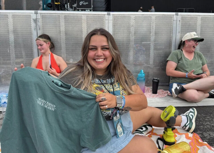 Ashleigh Wethington, of Indianapolis, arrived early to Bourbon and Beyond on Sunday to snag a front-row spot for Noah Kahan.