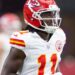Aug 9, 2025; Glendale, Arizona, USA; Kansas City Chiefs wide receiver Jalen Royals (11) against the Arizona Cardinals during a preseason NFL game at State Farm Stadium. Mandatory Credit: Mark J. Rebilas-Imagn Images