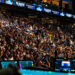 Paul McCartney fans take their seats in a packed Acrisure Arena in Palm Desert, Calif., on Monday, Sept. 29, 2025.