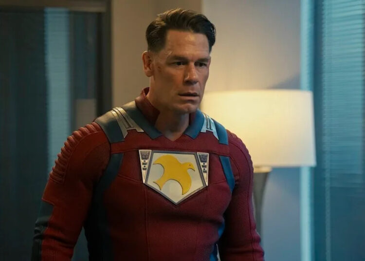 John Cena's Peacemaker wearing his Earth-X counterpart's uniform.