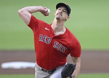 Walker Buehler of Boston Red Sox throws pitch from right hand