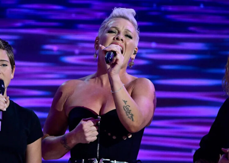 Pink singing at 2024 Democratic National Convention