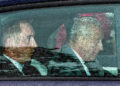 King Charles arriving in a car at Clarence House