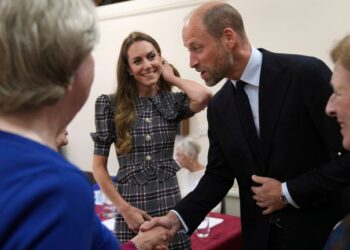 Prince William and his wife, the Princess of Wales, paid their respects to the late Queen today